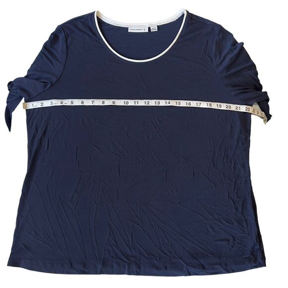 Susan Graver Navy White Trimming Jersey Long Sleeve Top LARGE - Picture 6 of 10
